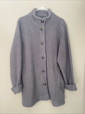 Susan Graver Plush Teddy Jacket in Light Gray